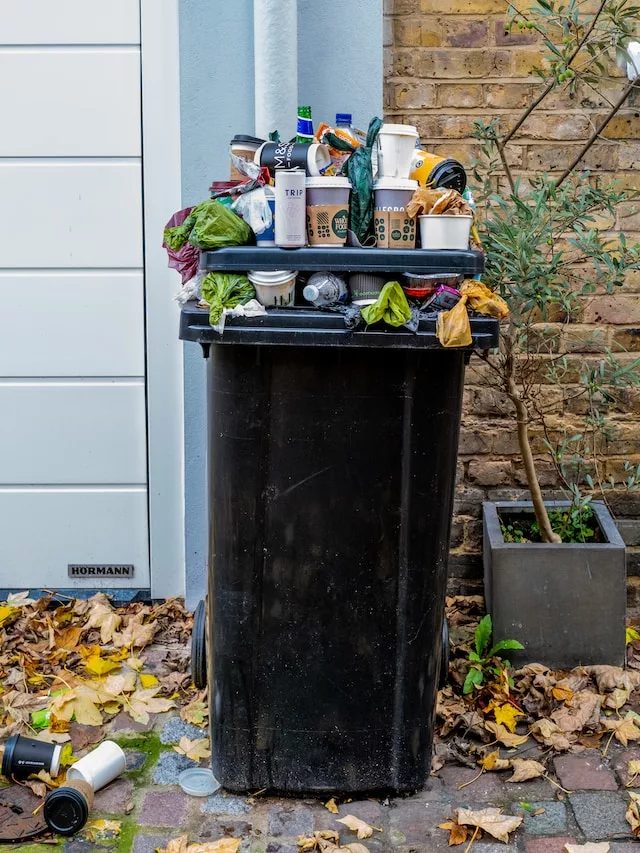 Image of overfilled garbage can.