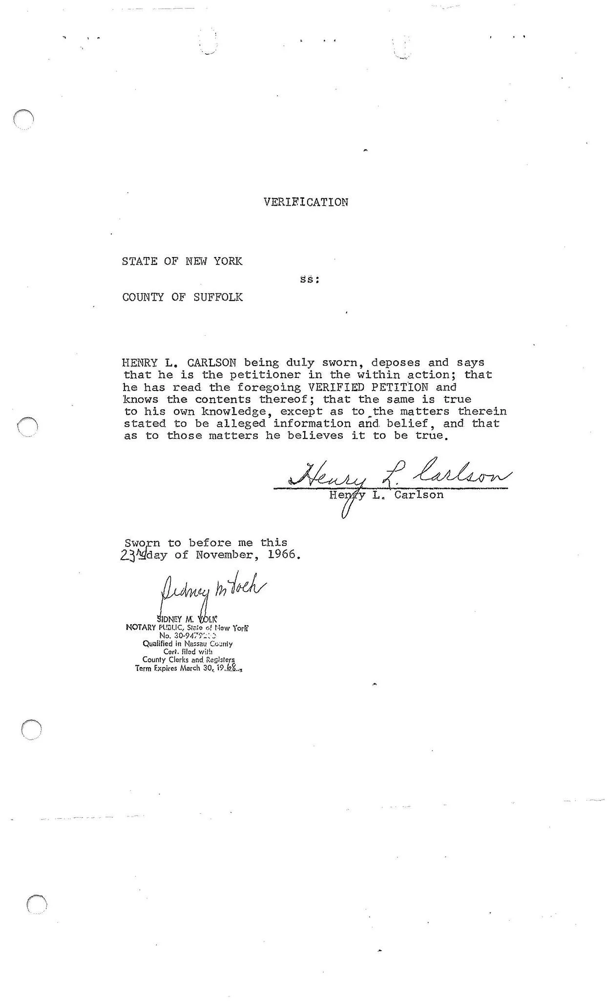 Page 5 of rezoning application submitted by Henry L. Carson in 1966.